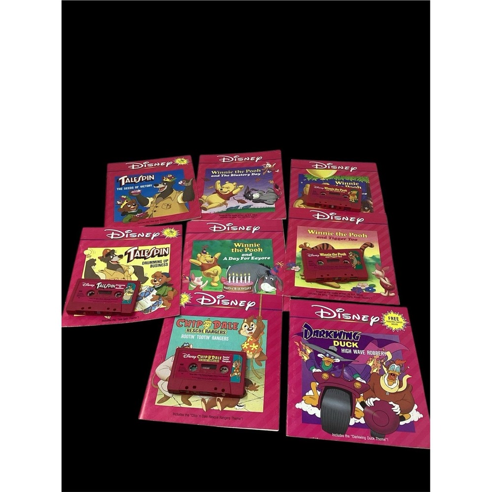 VtgLOT OF (8) DISNEY Books (4) Read Along Cassettes Pooh, Tailspin Darkwing Duck